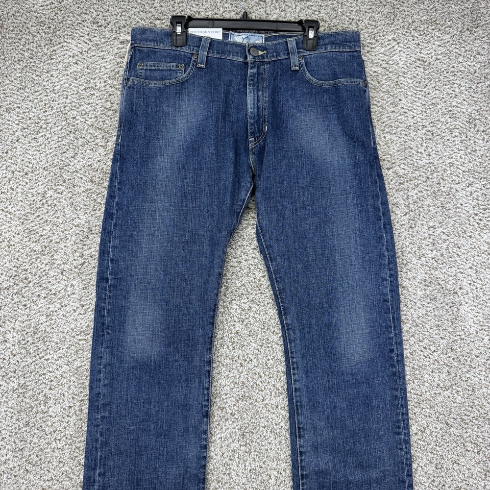 New Southern Tide Jeans Men's 36x30 Blue Denim Bootcut Tailored Fit Medium Wash - Picture 2 of 16